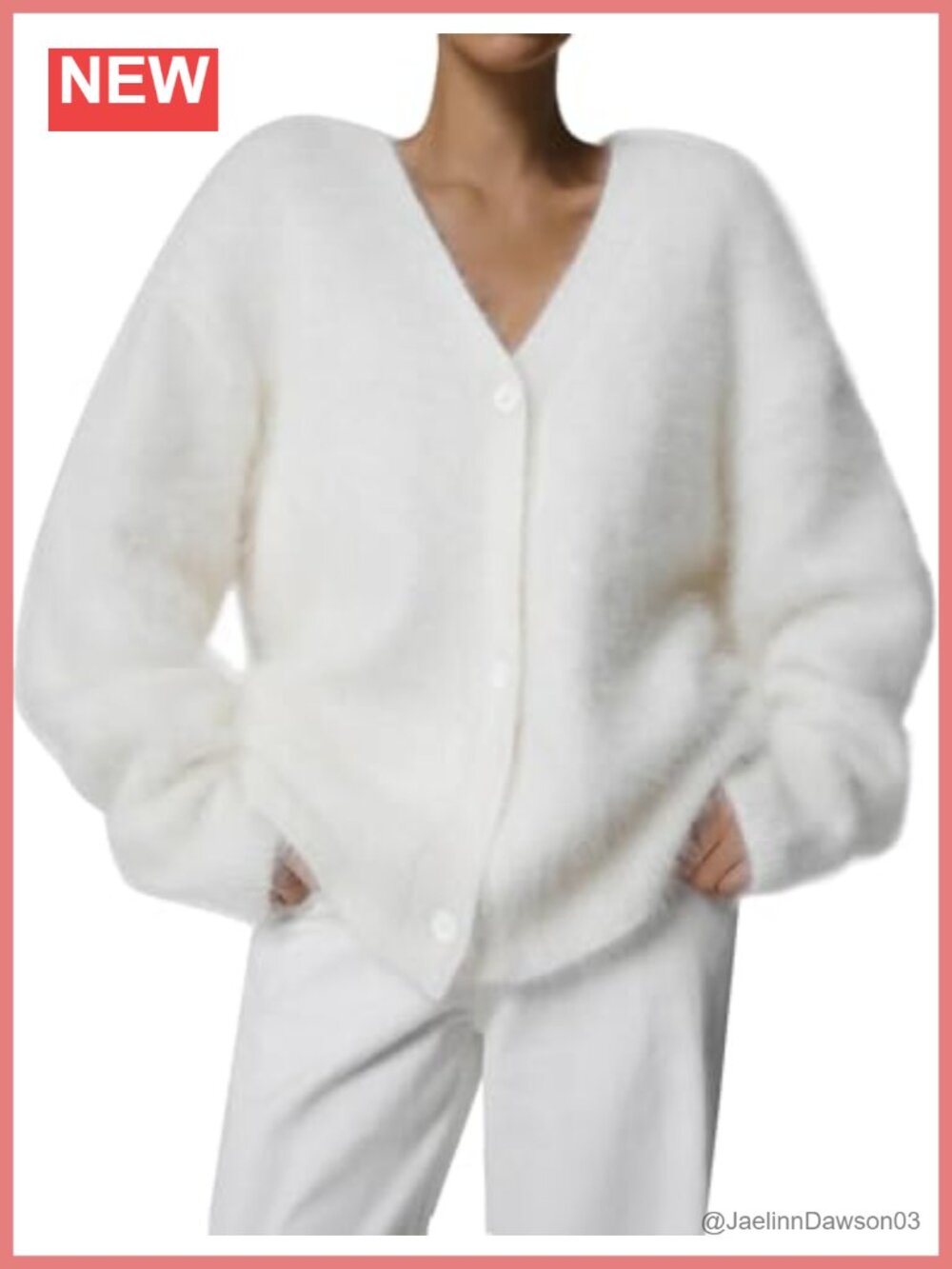 Flygo Womens Fuzzy Mohair Cardigan Slouchy Fluffy Knit V Neck Sweater